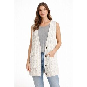 Abercrombie & Fitch Beige WOOL & ALPACA BLEND Sweater Vest Cable Knit - Size M